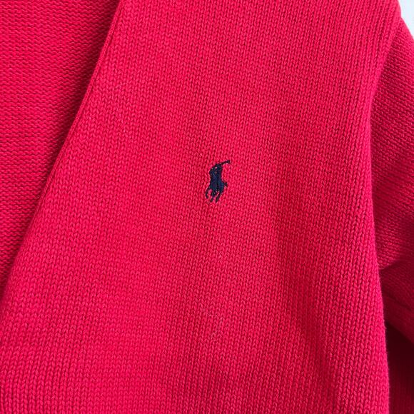 Vintage Ralph Lauren Preppy Mens Cardigan Sweater Size S Red Academia Ivy League - Picture 3 of 8